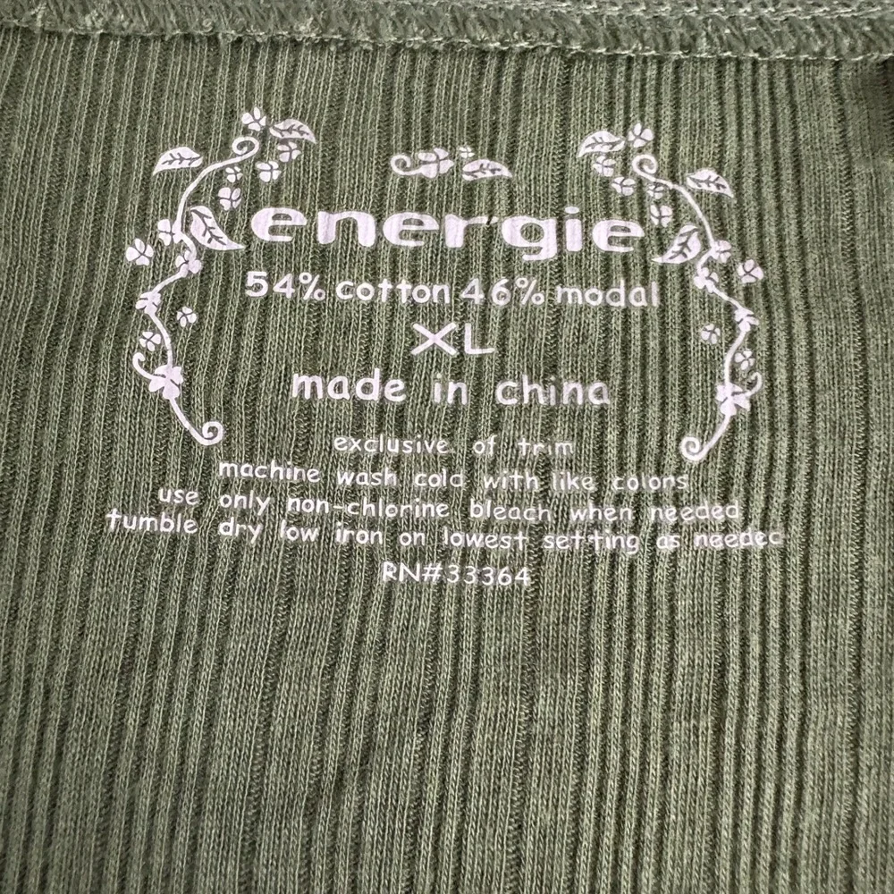 Energie Olive Long Sleeve Ribbed Top - Picture 3 of 6